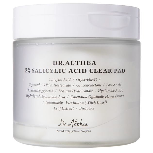 Dr. Althea 2% Salicylic Acid Clear Pad 60 шт Тонер-педи з 2% саліциловою кислотою для себорегуляції, очищення пор і рівнішої текстури шкіри 