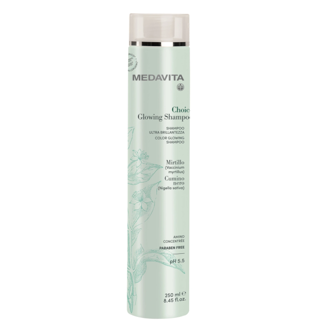 Medavita Choice Glowing Shampoo 250ml Живильний шампунь «Сяйво кольору» для фарбованого та тьмяного волосся усіх типів