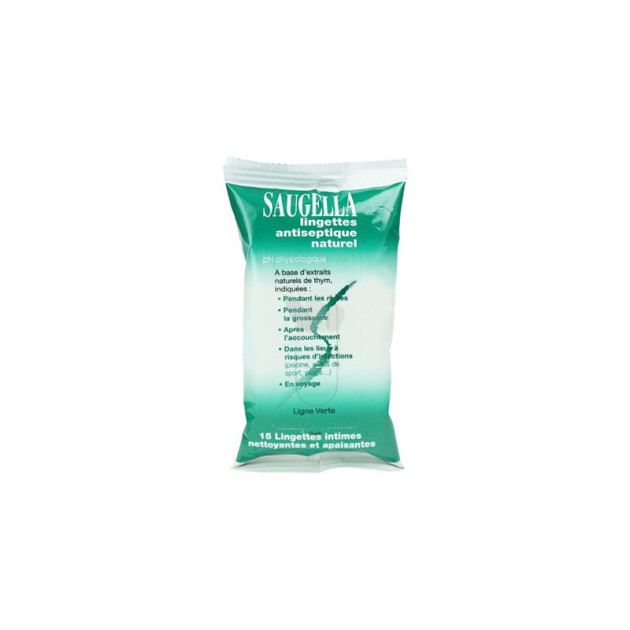 Saugella Antiseptique Naturel 15 Lingettes Антисептические салфетки для интимной гигиены