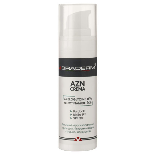 Braderm Azn Cream SPF 30 30ml Денний крем з ніацинамідом та СПФ