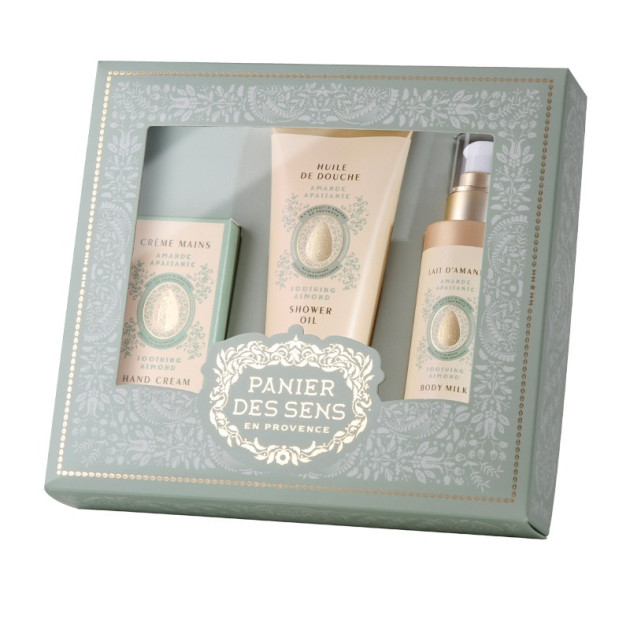 Panier des Sens Body Care Gift Set Soothing Almond набор Миндаль: Молочко для тела 200 мл + Масло для душа 200 мл + Крем для рук 75 мл