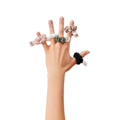 MON MOU Mini slim  Набір із 2 тонких резинок з натурального шовку, оливковий