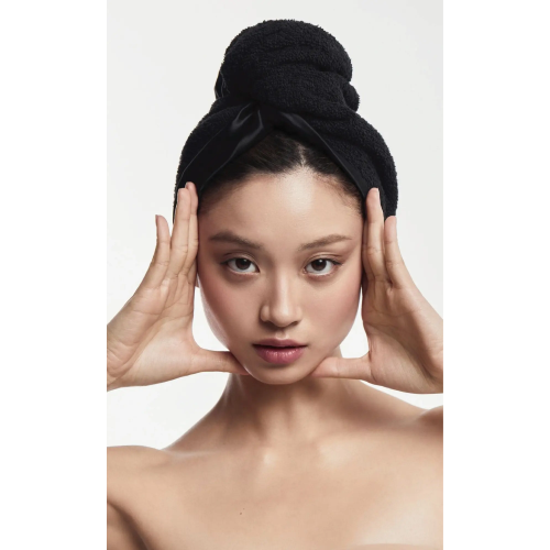 MON MOU Рушник-тюрбан з натуральним шовком чорний