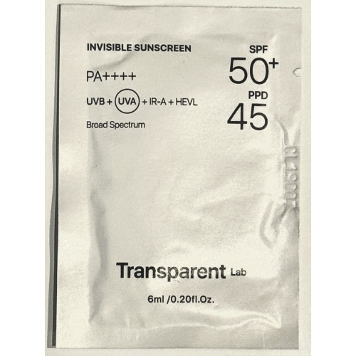 SAMPLE Transparent Lab Invisible Sunscreen Зразок легкого сонцезахисного крем-серуму