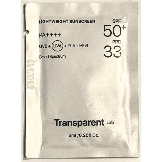 SAMPLE Transparent Lab Lightweight Sunscreen Зразок легкого сонцезахисного крему