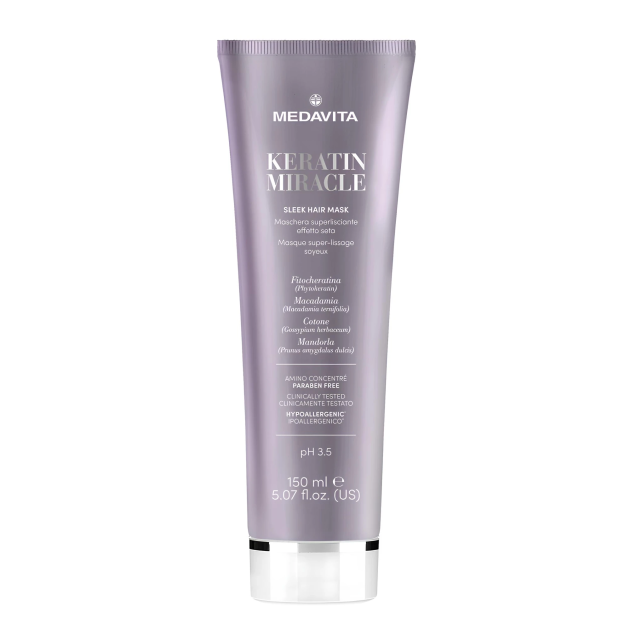 Medavita Keratin Miracle Sleek Hair Mask 150ml Ультрарозгладжувальна маска з ефектом шовку для пухнастого та неслухняного волосся