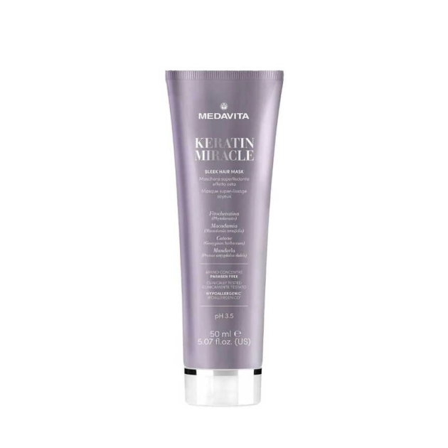 Medavita Keratin Miracle Sleek Hair Mask 50ml Ультрарозгладжувальна маска з ефектом шовку для пухнастого та неслухняного волосся