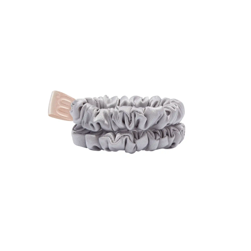 MON MOU Mini slim  Набір із 2 тонких резинок з натурального шовку, перлинно-сірі