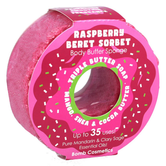 Bomb Cosmetics Губка с мылом Raspberry Beret Sorbet Body Buffer Sponge