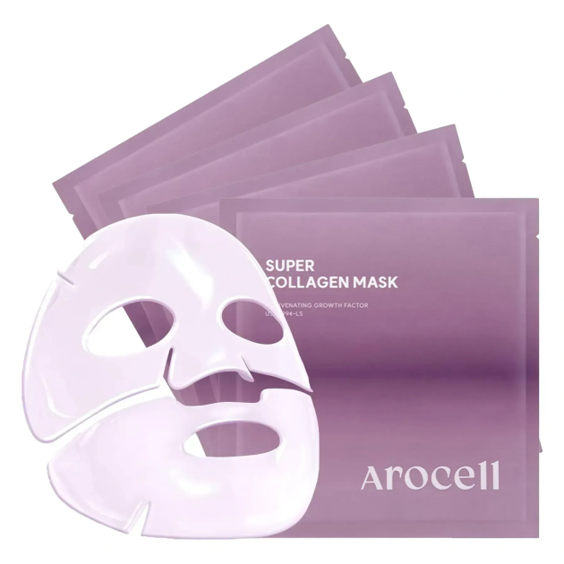 Arocell Super Collagen Mask 4 шт * 43 г Гідрогелева маска з колагеном і пептидами для ліфтингу та зволоження 