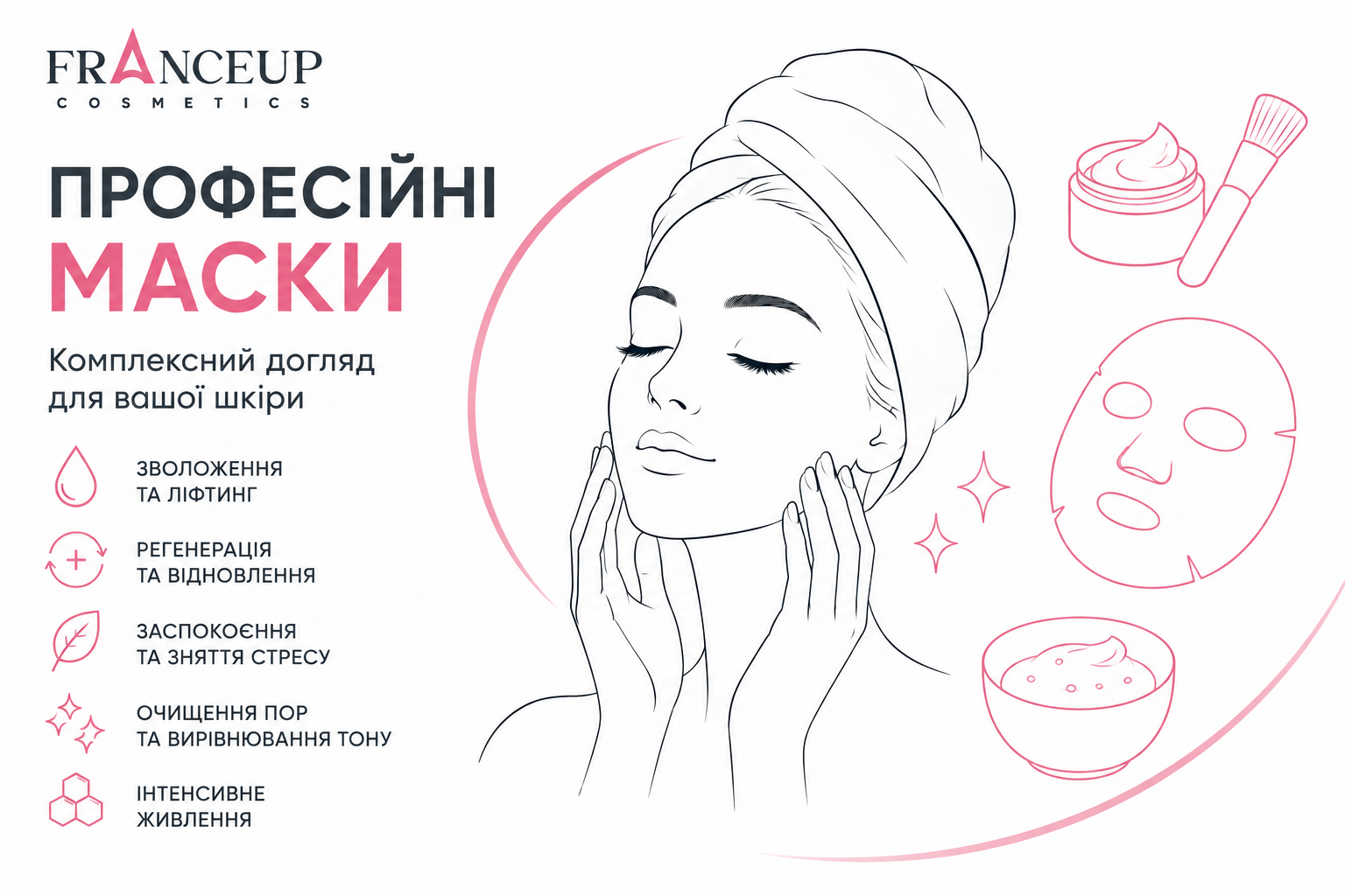Професійні маски для обличчя FranceUp для комплексного догляду