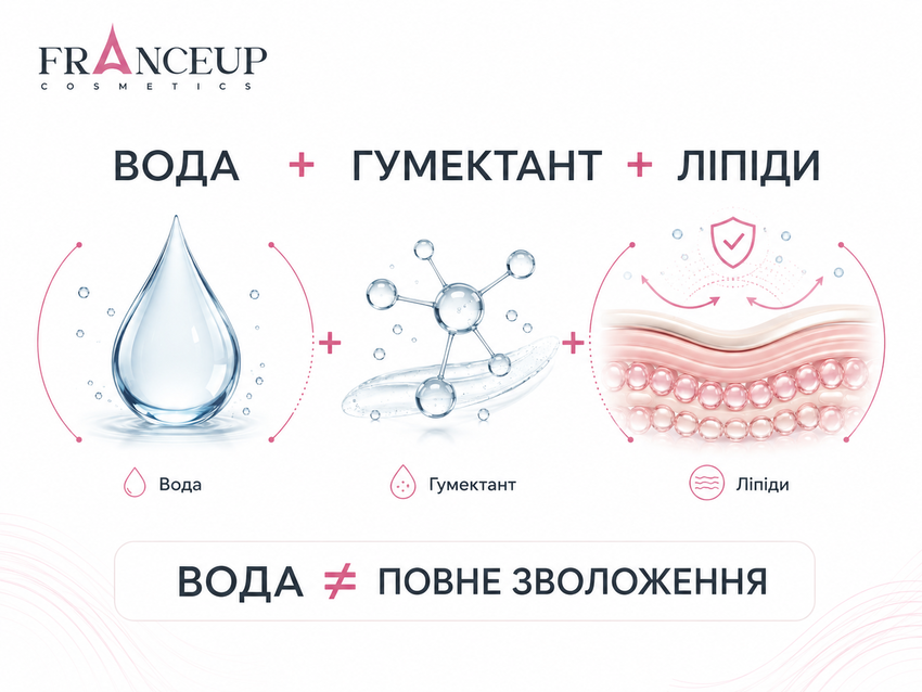 Схема повного зволоження шкіри