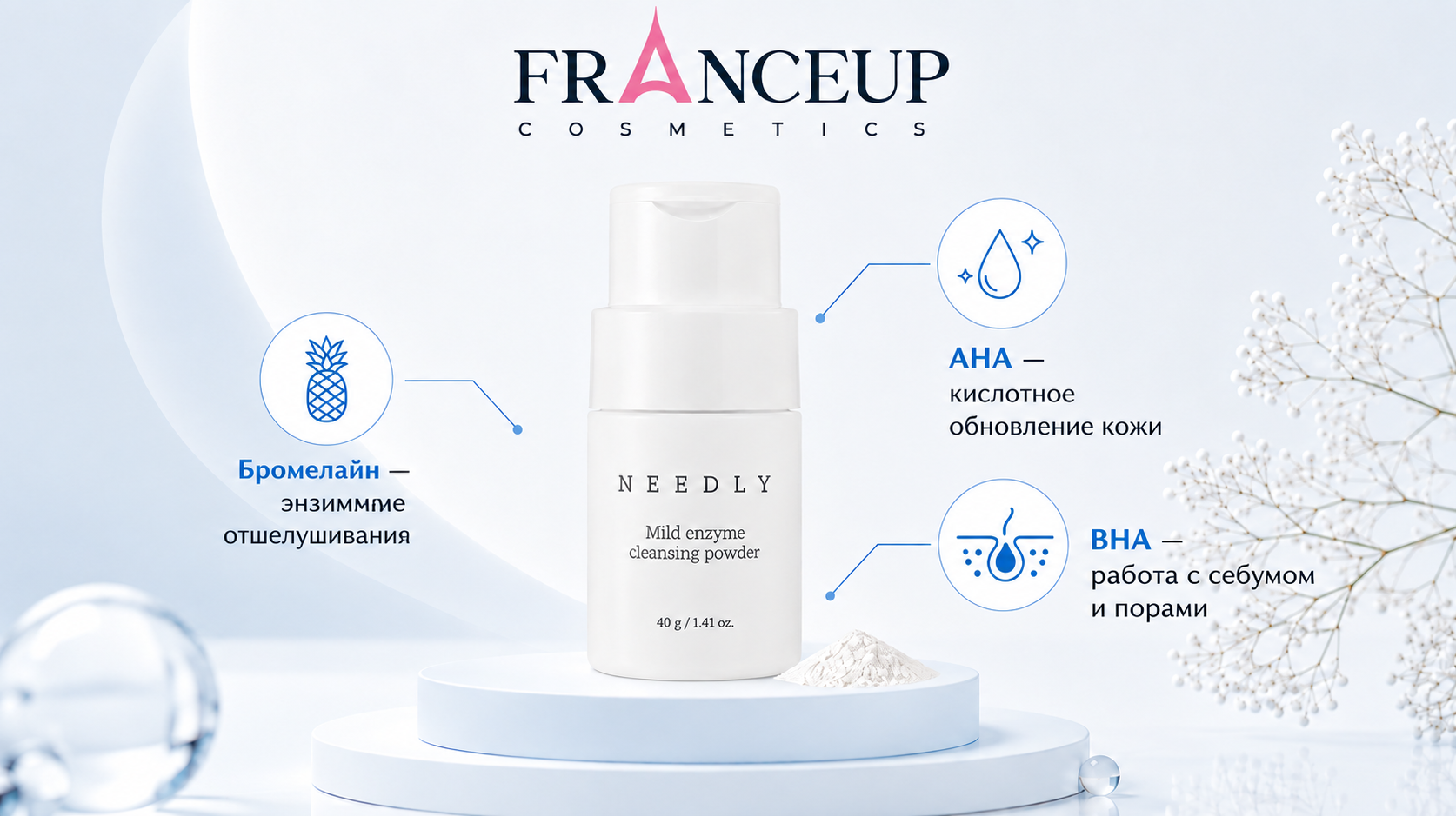 Энзимная пудра Needly Mild Enzyme Cleansing Powder для очищения кожи.