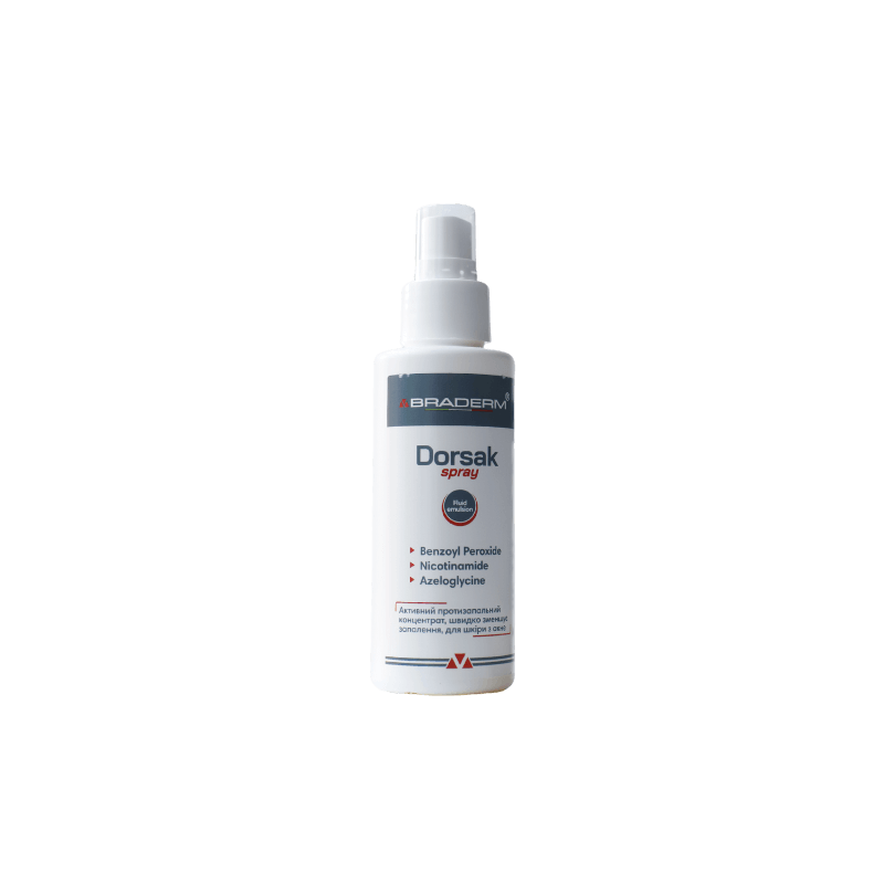 Braderm Dorsak Spray 100ml Спрей-концентрат для тіла з бензоїл пероксидом