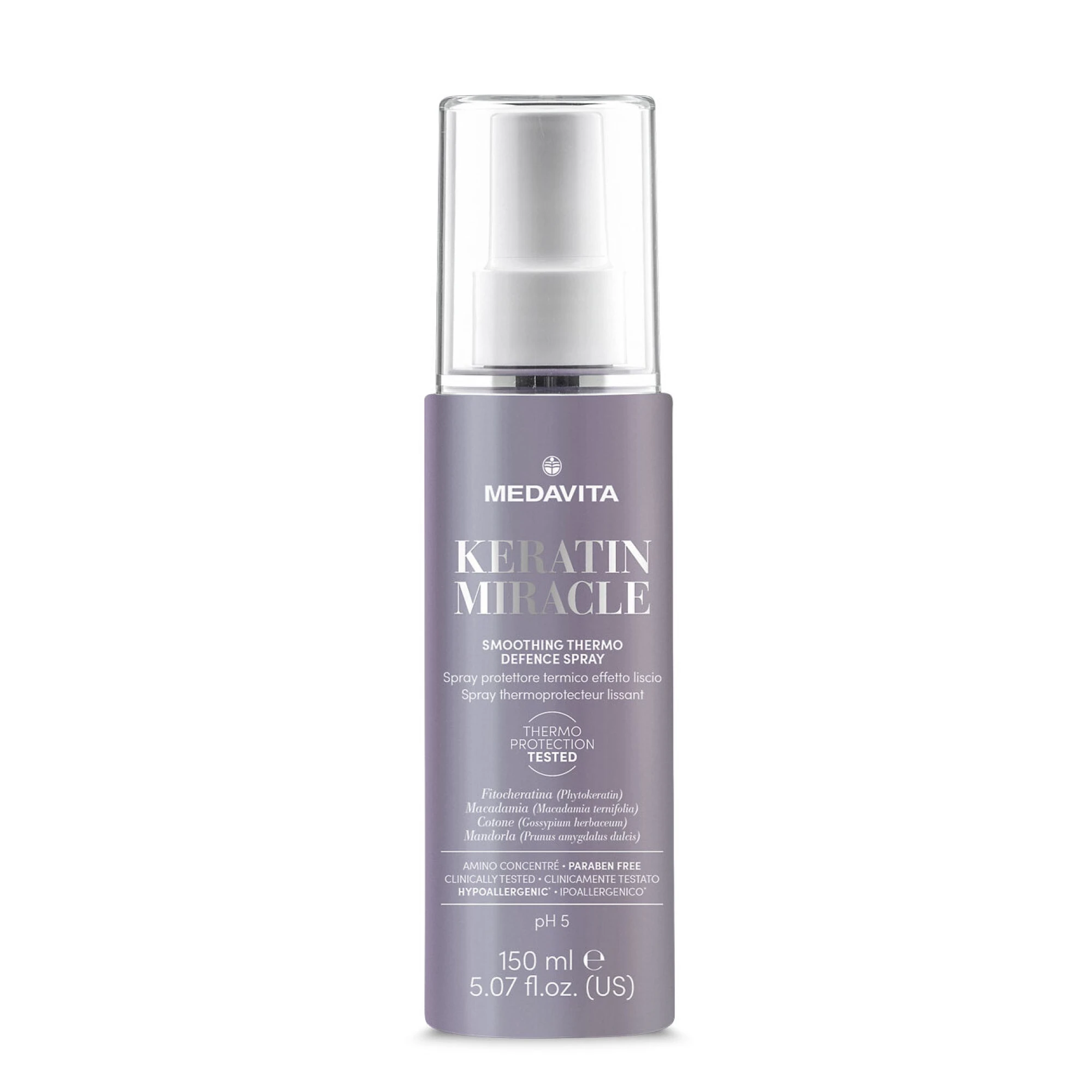 Medavita Keratin Miracle Smoothing Thermo Defence Spray 150ml Розгладжувальний термозахисний спрей для всіх типів волосся