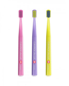 CURAPROX smart ultra soft 5-12 Years Набор из 3-х зубных щеток средней жесткости для детей (розовая, фиолетовая, желтая)