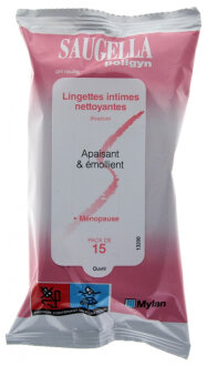 Saugella Poligyn 15 Lingettes Intimes Nettoyantes Серветки для інтимної гігієни з екстрактом ромашки