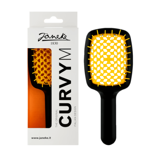 Janeke Curvy m Щітка для волосся SP508ANGS Чорна з жовтим — Фото 1