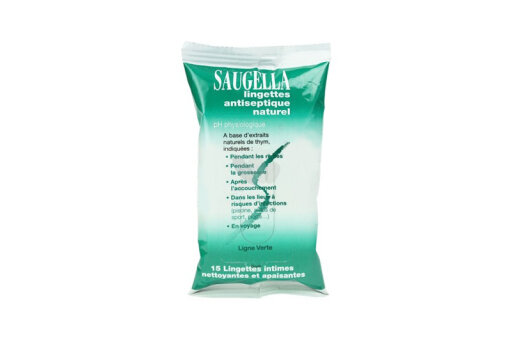 Saugella Antiseptique Naturel 15 Lingettes Антисептические салфетки для интимной гигиены