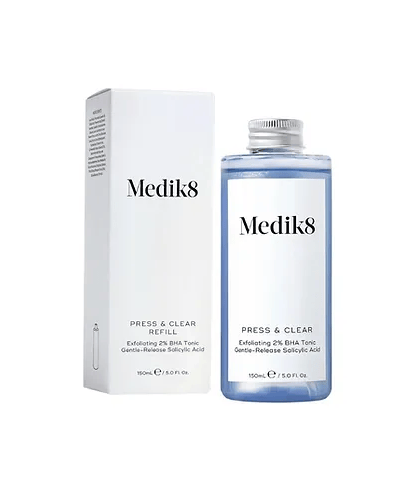 Medik8 Press &amp; Clear Refill 150 ml Отшелушивающий ВНА-тоник с 2% инкапсулированной салициловой кислотой (сменный флакон) — Фото 1