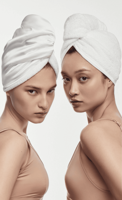 MON MOU Полотенце-тюрбан с натуральным шелком белый — Фото 2