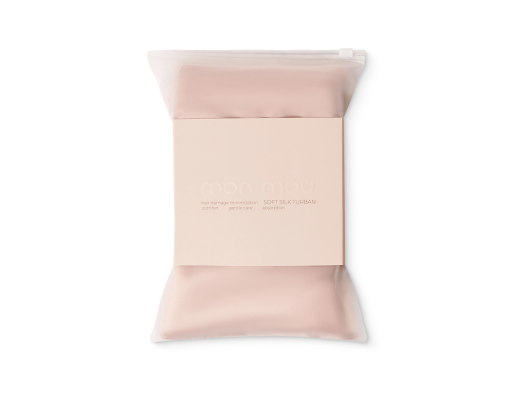 MON MOU Рушник-тюрбан з натуральним шовком нюдовий — Фото 1