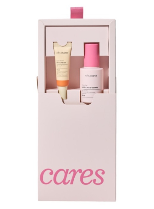 WhoCares Gentle Peel Lactic Acid Serum x Bifida Barrier Sun Cream Набір засобів для обличчя