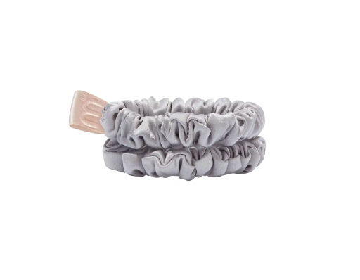 MON MOU Mini slim Набір із 2 тонких резинок з натурального шовку, перлинно-сірі
