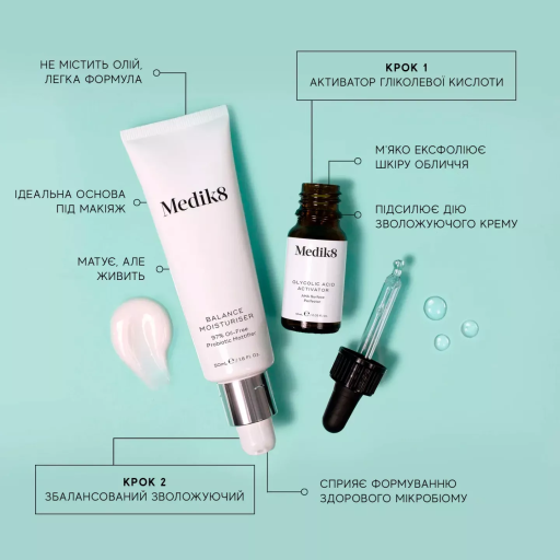 Medik8 Balance Moisturiser with Glycolic Acid Activator 50+10 ml Зволожуючий крем із пробіотиками, АНА і матуючою дією — Фото 2