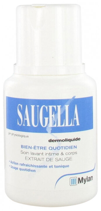 Saugella Dermoliquide 100 ml Щоденний гель для інтимної гігієни з екстрактом шалфею і молочною кислотою — Фото 1