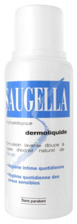 Saugella Dermoliquide 250 ml Ежедневный гель для интимной гигиены с экстрактом шалфея и молочной кислотой — Фото 1