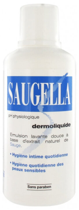 Saugella Dermoliquide 500 ml Ежедневный гель для интимной гигиены с экстрактом шалфея и молочной кислотой — Фото 1